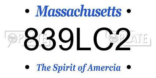 839LC2 Massachusetts License Plate