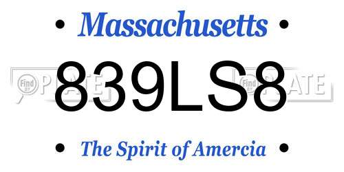 839LS8 Massachusetts License Plate