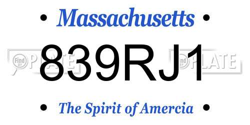 839RJ1 Massachusetts License Plate