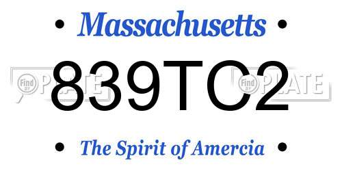 839TC2 Massachusetts License Plate