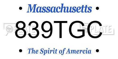 839TGC Massachusetts License Plate