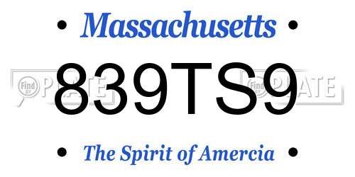 839TS9 Massachusetts License Plate