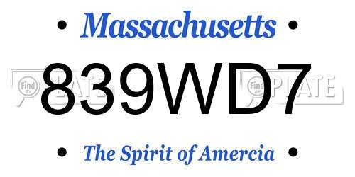 839WD7 Massachusetts License Plate