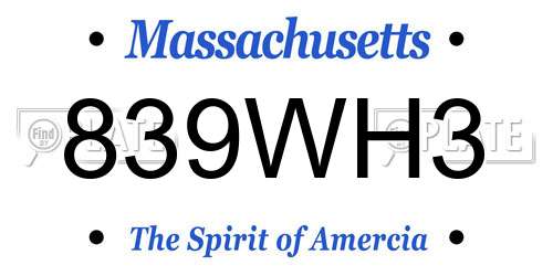 839WH3 Massachusetts License Plate
