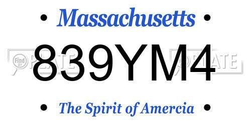 839YM4 Massachusetts License Plate