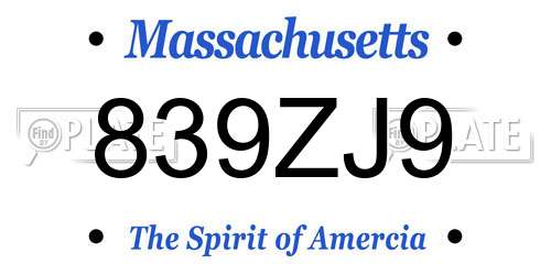 839ZJ9 Massachusetts License Plate
