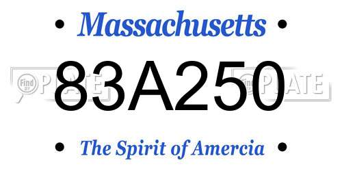 83A250 Massachusetts License Plate