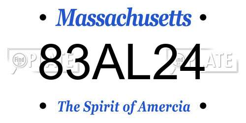 83AL24 Massachusetts License Plate
