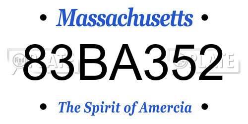 83BA352 Massachusetts License Plate