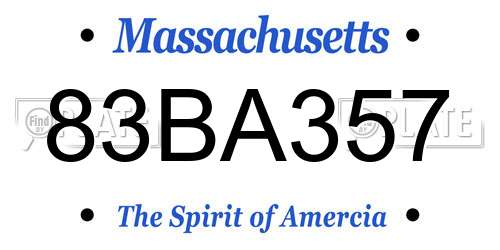 83BA357 Massachusetts License Plate