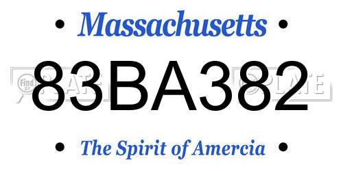 83BA382 Massachusetts License Plate