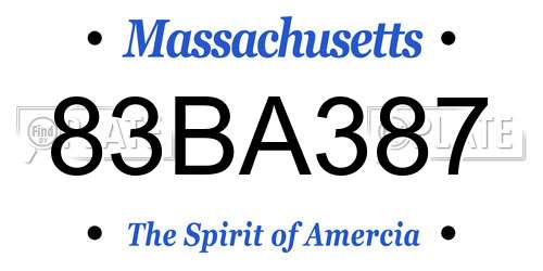 83BA387 Massachusetts License Plate