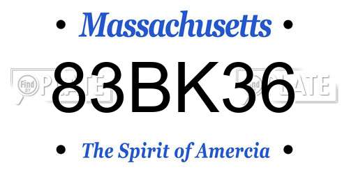 83BK36 Massachusetts License Plate