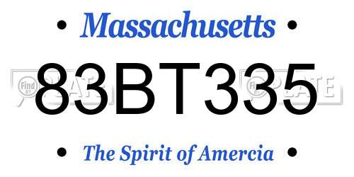 83BT335 Massachusetts License Plate