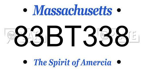 83BT338 Massachusetts License Plate
