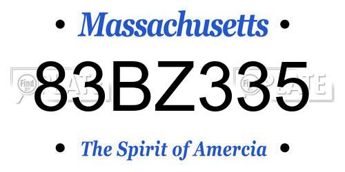 83BZ335 Massachusetts License Plate