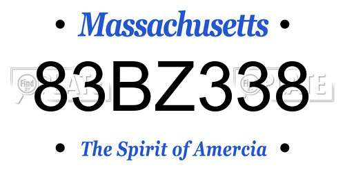 83BZ338 Massachusetts License Plate