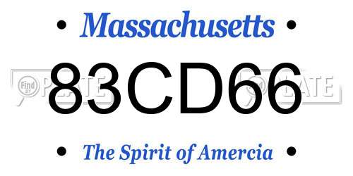 83CD66 Massachusetts License Plate