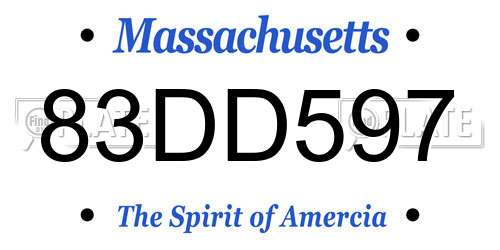 83DD597 Massachusetts License Plate