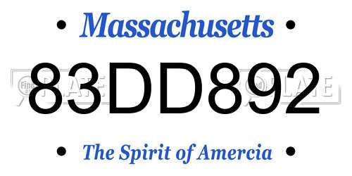83DD892 Massachusetts License Plate