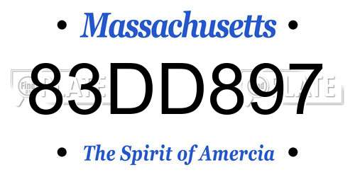 83DD897 Massachusetts License Plate