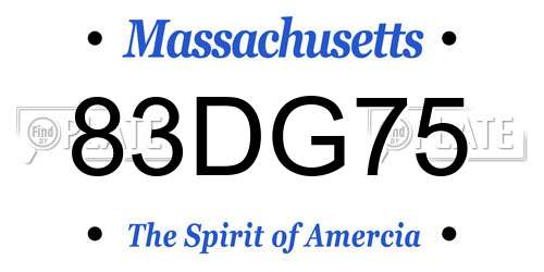 83DG75 Massachusetts License Plate