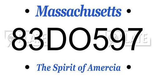 83DO597 Massachusetts License Plate