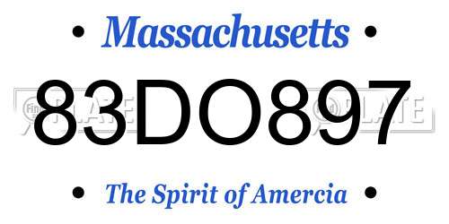 83DO897 Massachusetts License Plate