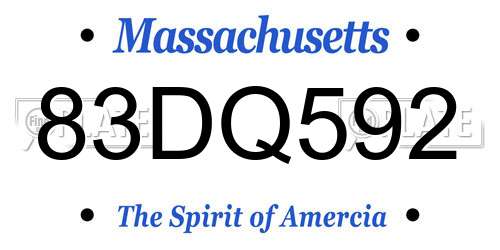 83DQ592 Massachusetts License Plate