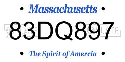 83DQ897 Massachusetts License Plate