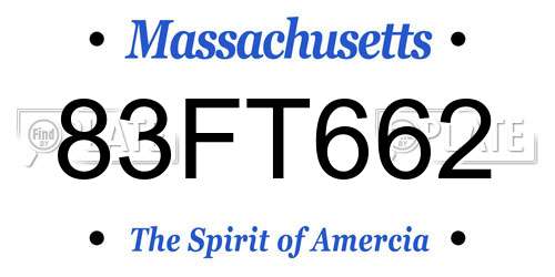83FT662 Massachusetts License Plate