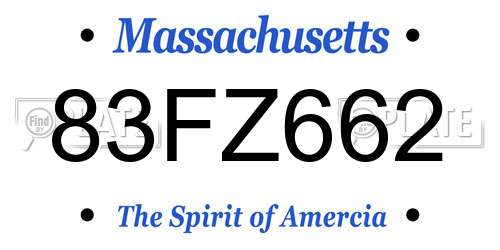 83FZ662 Massachusetts License Plate