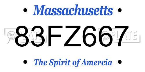 83FZ667 Massachusetts License Plate