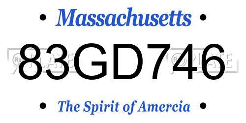 83GD746 Massachusetts License Plate