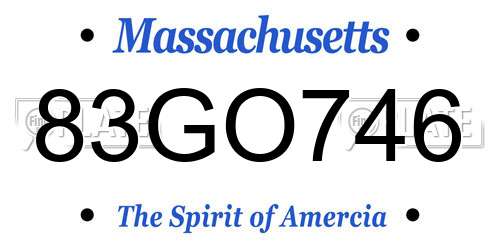 83GO746 Massachusetts License Plate