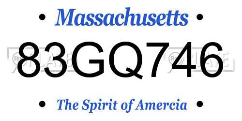 83GQ746 Massachusetts License Plate