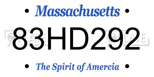 83HD292 Massachusetts License Plate