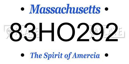 83HO292 Massachusetts License Plate