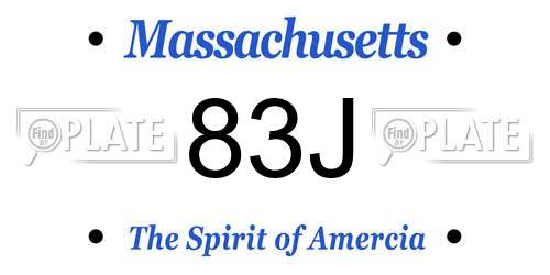 83J Massachusetts License Plate