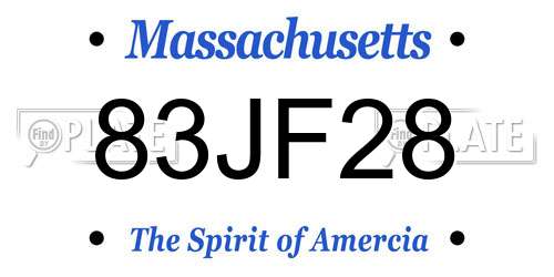 83JF28 Massachusetts License Plate