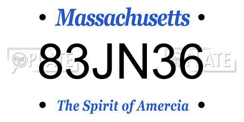 83JN36 Massachusetts License Plate