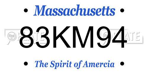 83KM94 Massachusetts License Plate