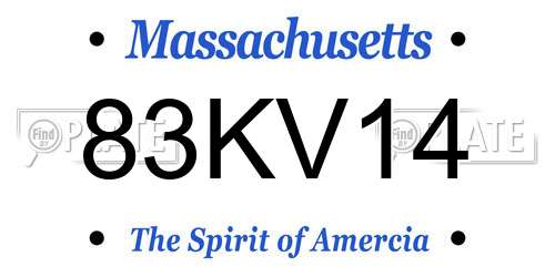83KV14 Massachusetts License Plate