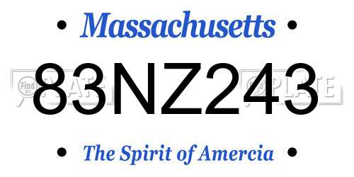 83NZ243 Massachusetts License Plate