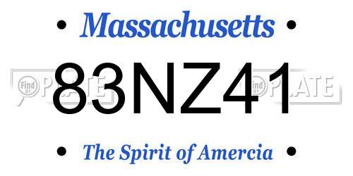 83NZ41 Massachusetts License Plate