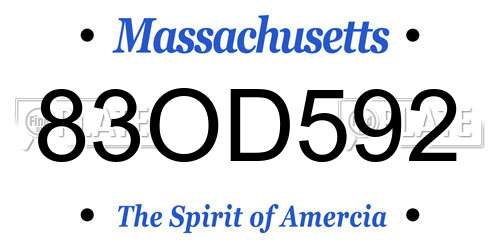 83OD592 Massachusetts License Plate
