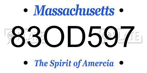 83OD597 Massachusetts License Plate