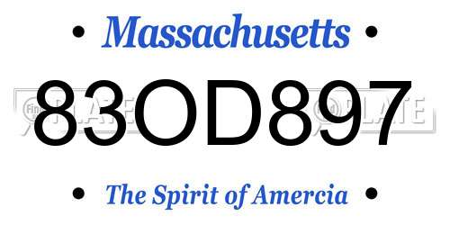 83OD897 Massachusetts License Plate