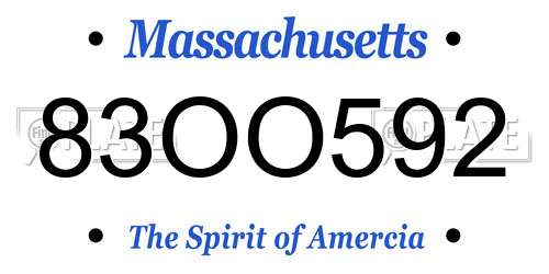 83OO592 Massachusetts License Plate