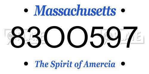 83OO597 Massachusetts License Plate
